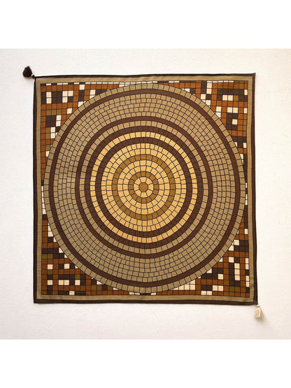 Scarvii - Retro Earthy Tone Circle Print Square Scarf