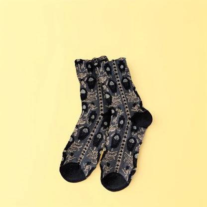 Rufia - Vintage Oil Painting Floral Relief Socks
