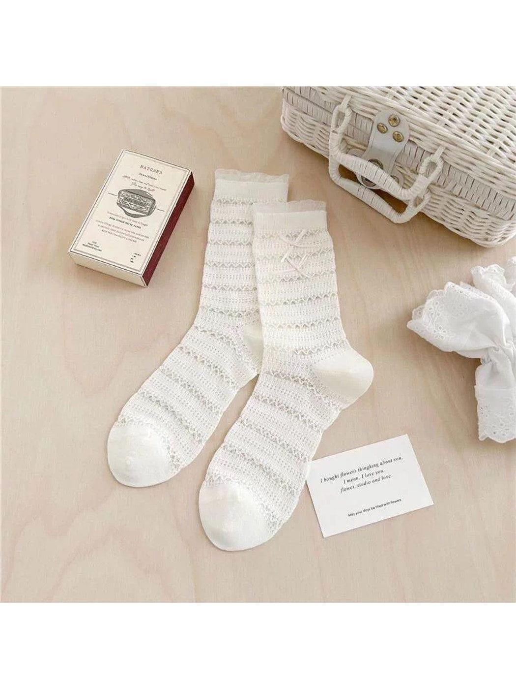 Rufia - Bow Detail Ruffled Style Crew Socks