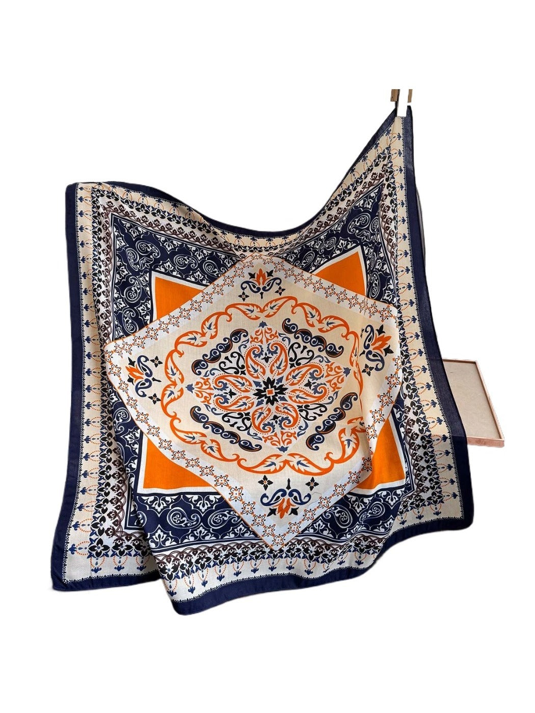 Scarvii - 35'' Vintage Boho Print Square Scarf - Chic & Classic