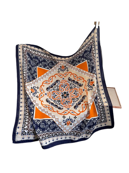 Scarvii - 35'' Vintage Boho Print Square Scarf - Chic & Classic