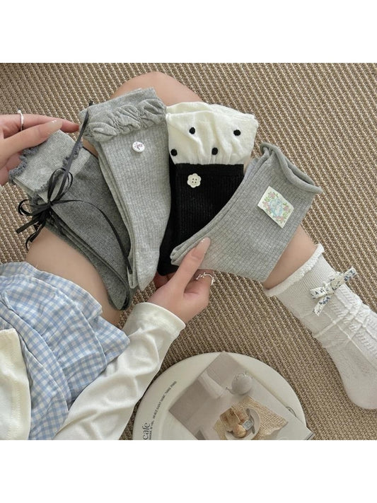 Rufia - Sweet Bow Detail Ruffle Crew Socks