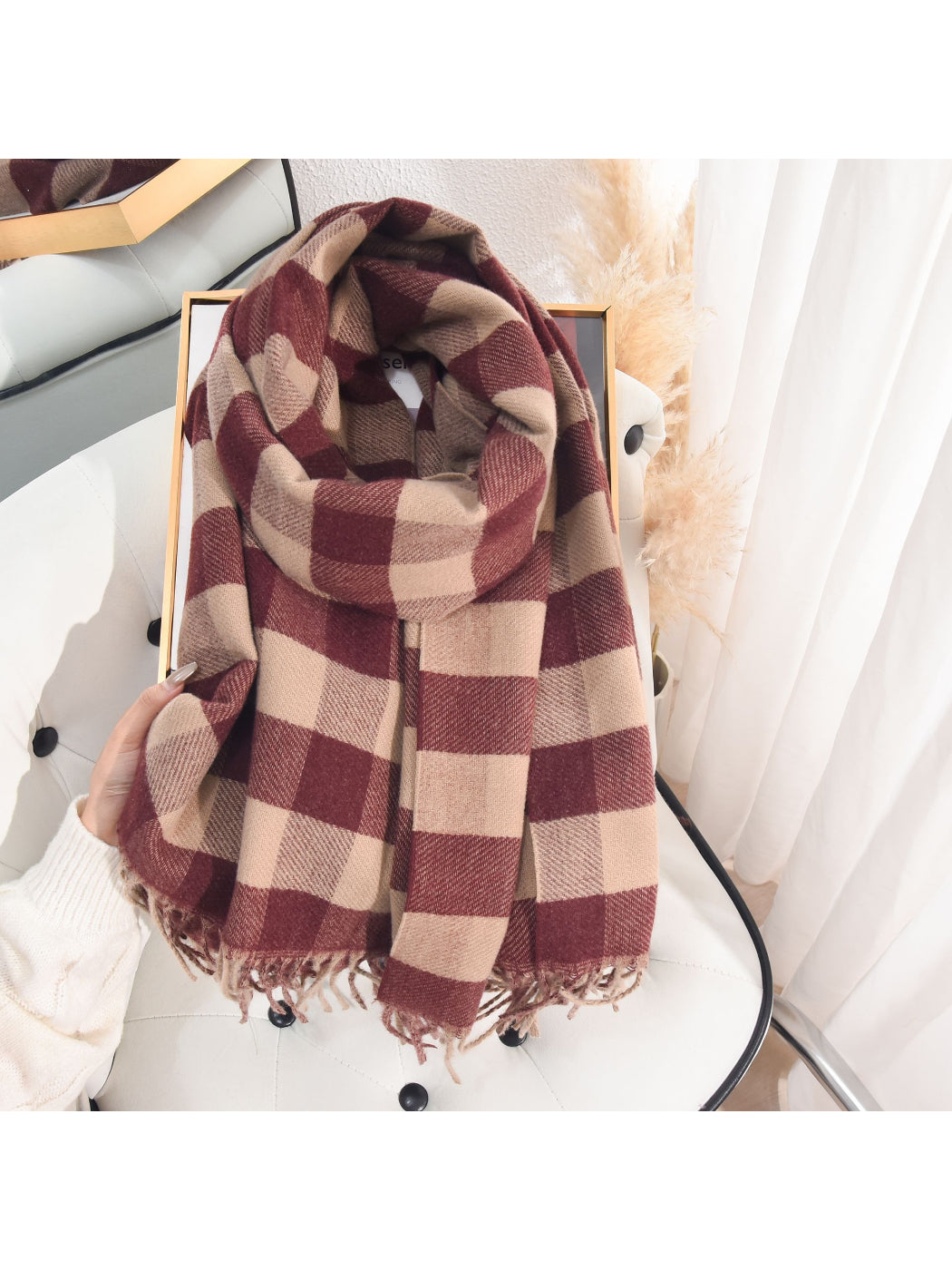 Scarvii - Buffalo Plaid Fringe Winter Scarf