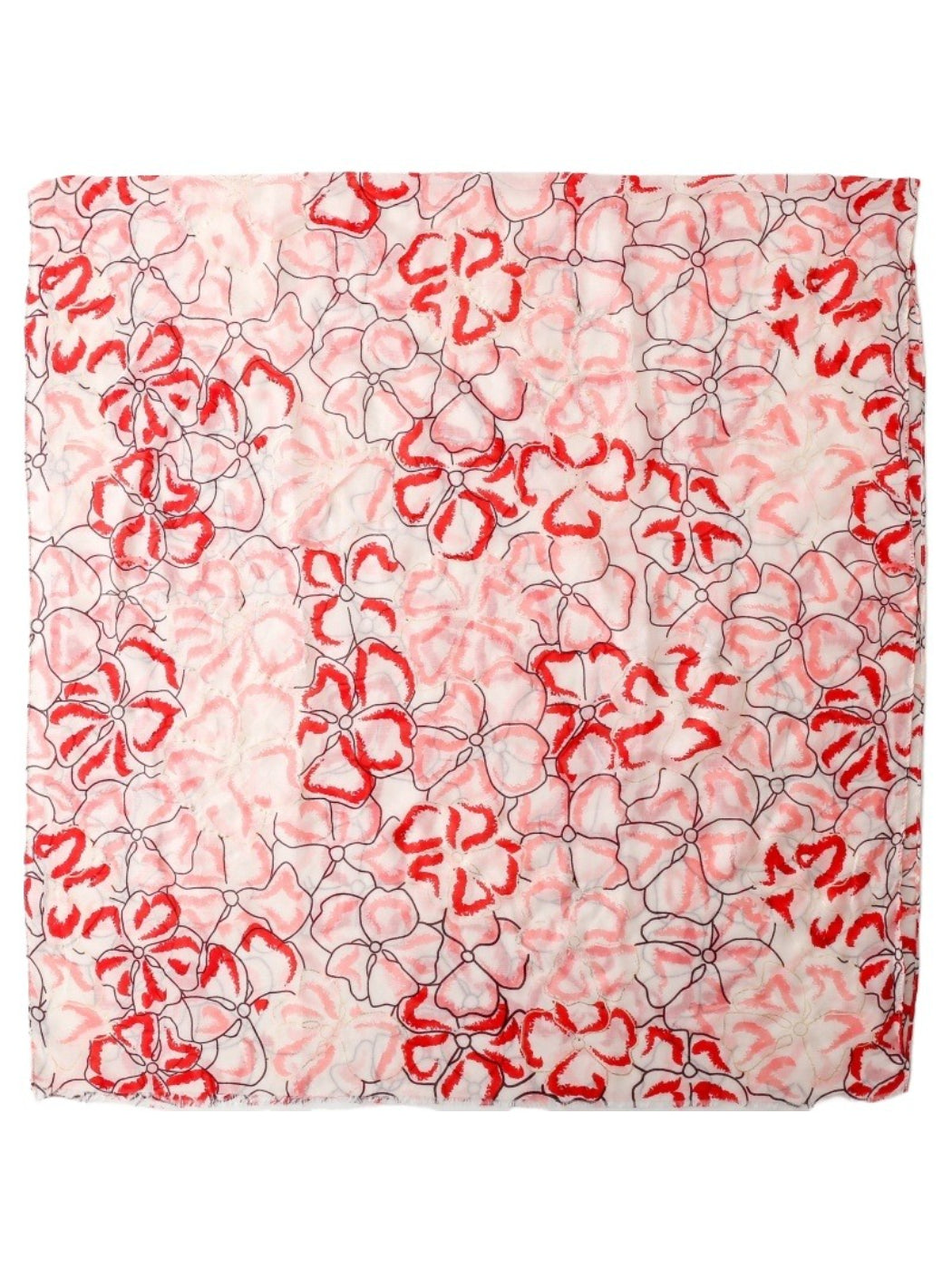 Close-up of Pink Petal Statement Scarf fabric highlighting pink and white petal design