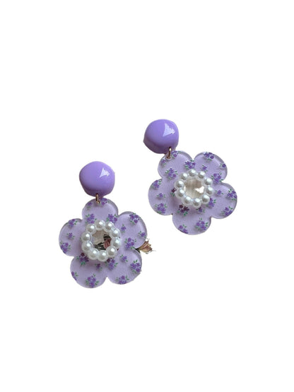 Earwish - Lavender Floral Drop Earrings
