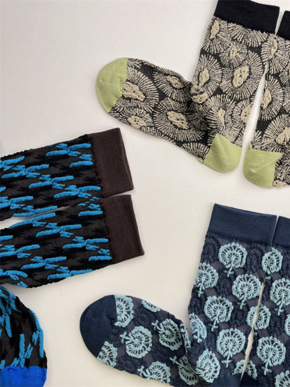 Rufia - Vintage Embroidered Mid-Calf Socks – Unique & Comfy