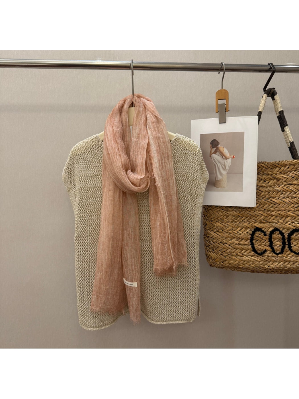 Scarvii - Solid Color Pleated Design Long Scarf