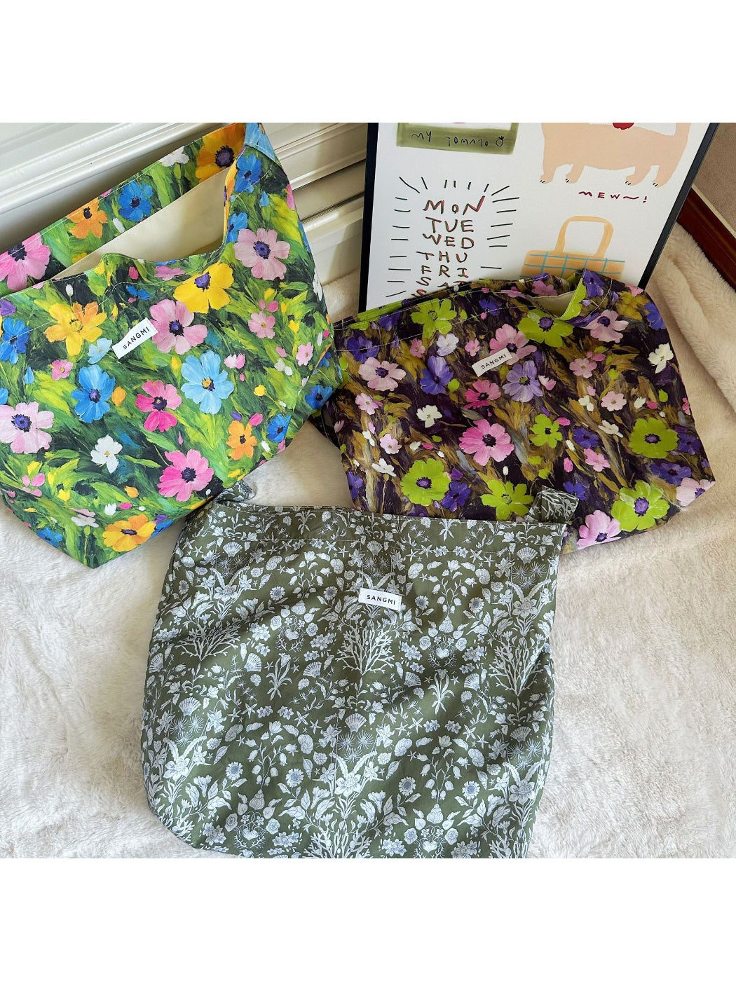 Cosbai - Vintage Floral Slouchy Bag