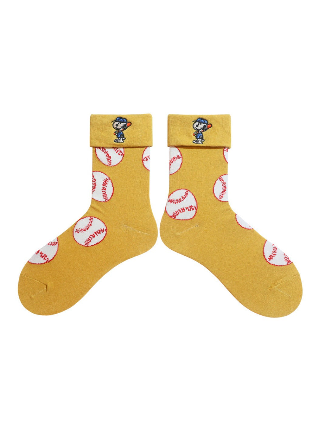 Rufia - Cute puppy pattern cuffed embroidered socks
