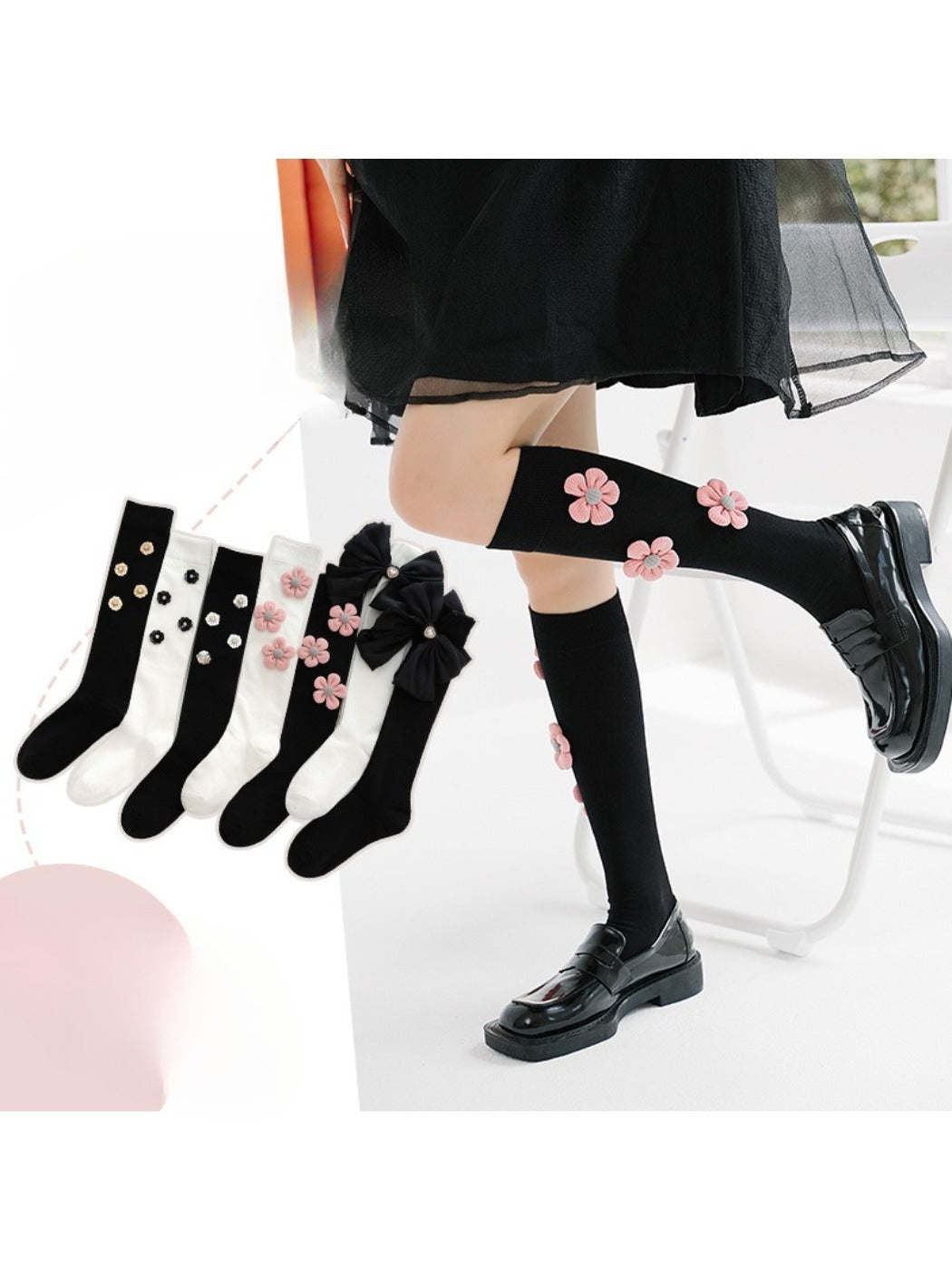 Rufia - Floral Bow Knee High Socks product image 1