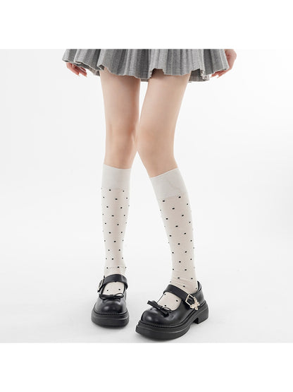 Rufia - Dotted Simple Style Knee-high Socks