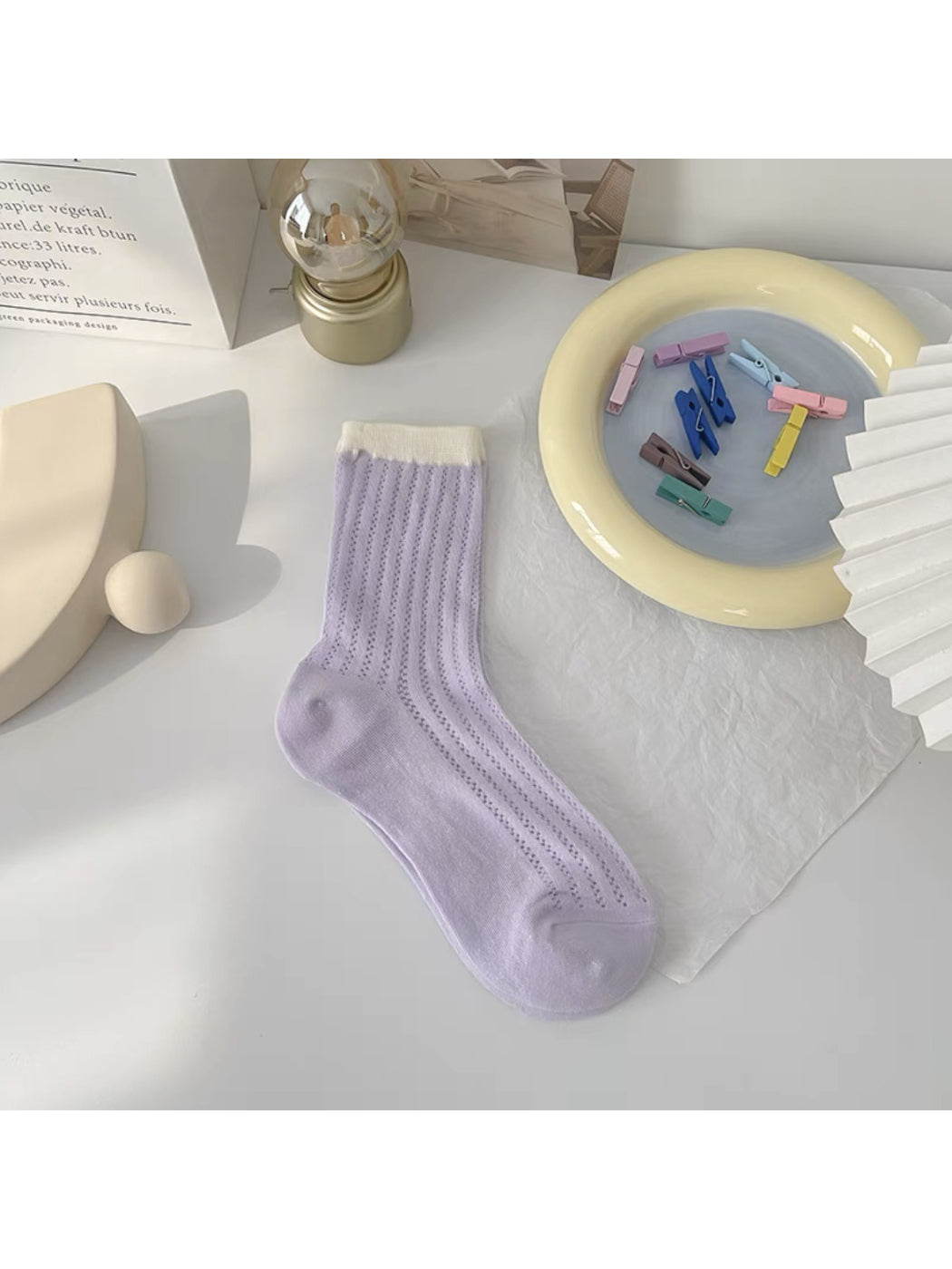 Rufia - Ribbed Mesh Contrast Crew Socks product image 8