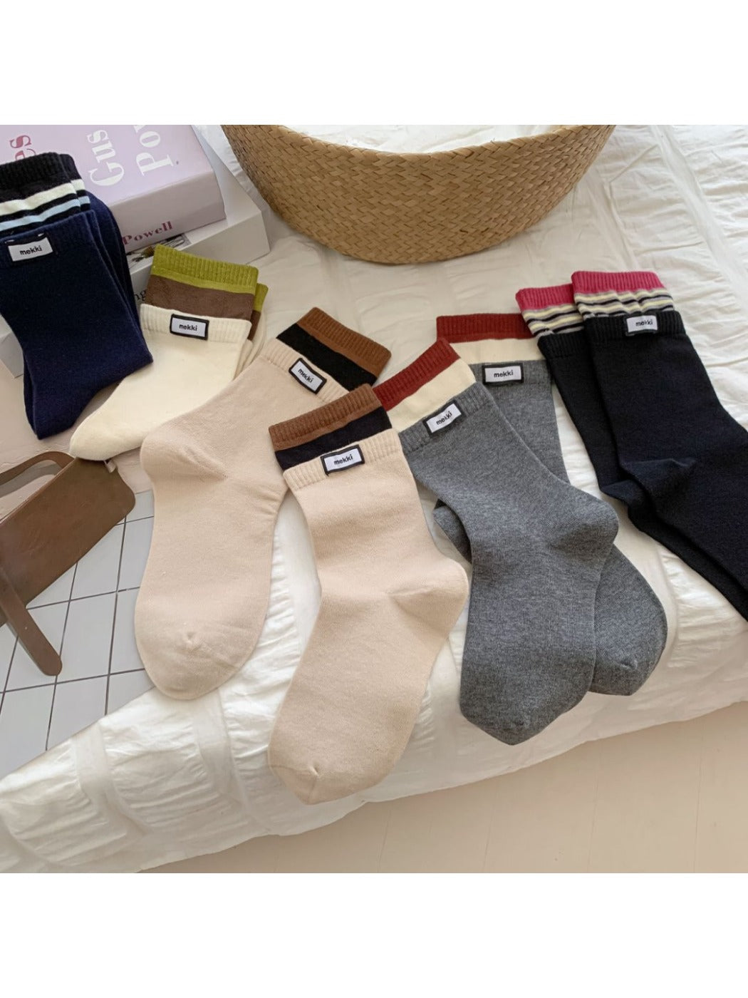 Rufia - Retro Color-Block Mid-Calf Socks