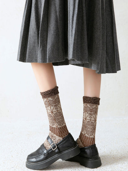 Rufia - Royal Style Crochet Mid-Calf Socks – Retro & Elegant