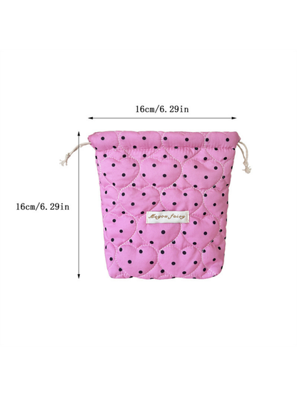 Rose Pink cosmetic pouch with width and height annotations of 16 cm and 6.29 in