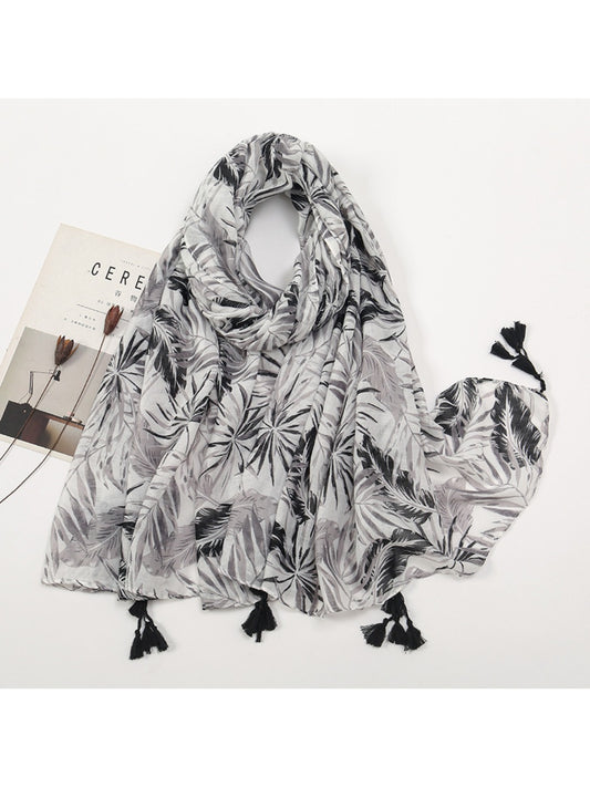 Scarvii - Color-Blocked Shawl Scarf with Tassels - Stylish & Versatile