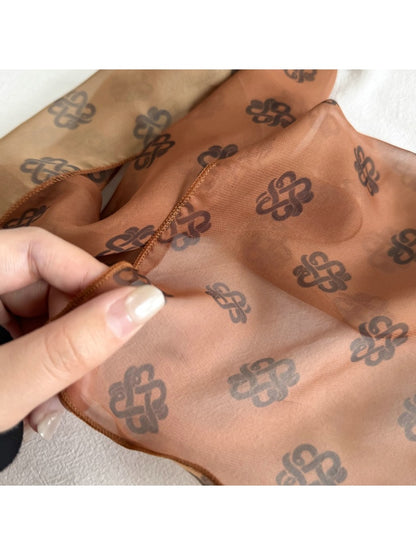 Scarvii - Semi Sheer Dyed Pattern Long Narrow Scarf