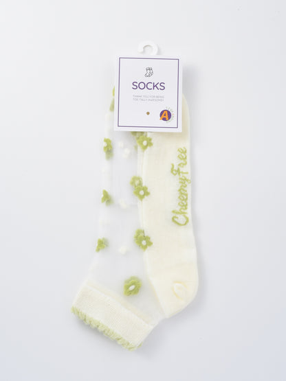 Rufia - Pastel Green & Pink Summer Ankle Socks