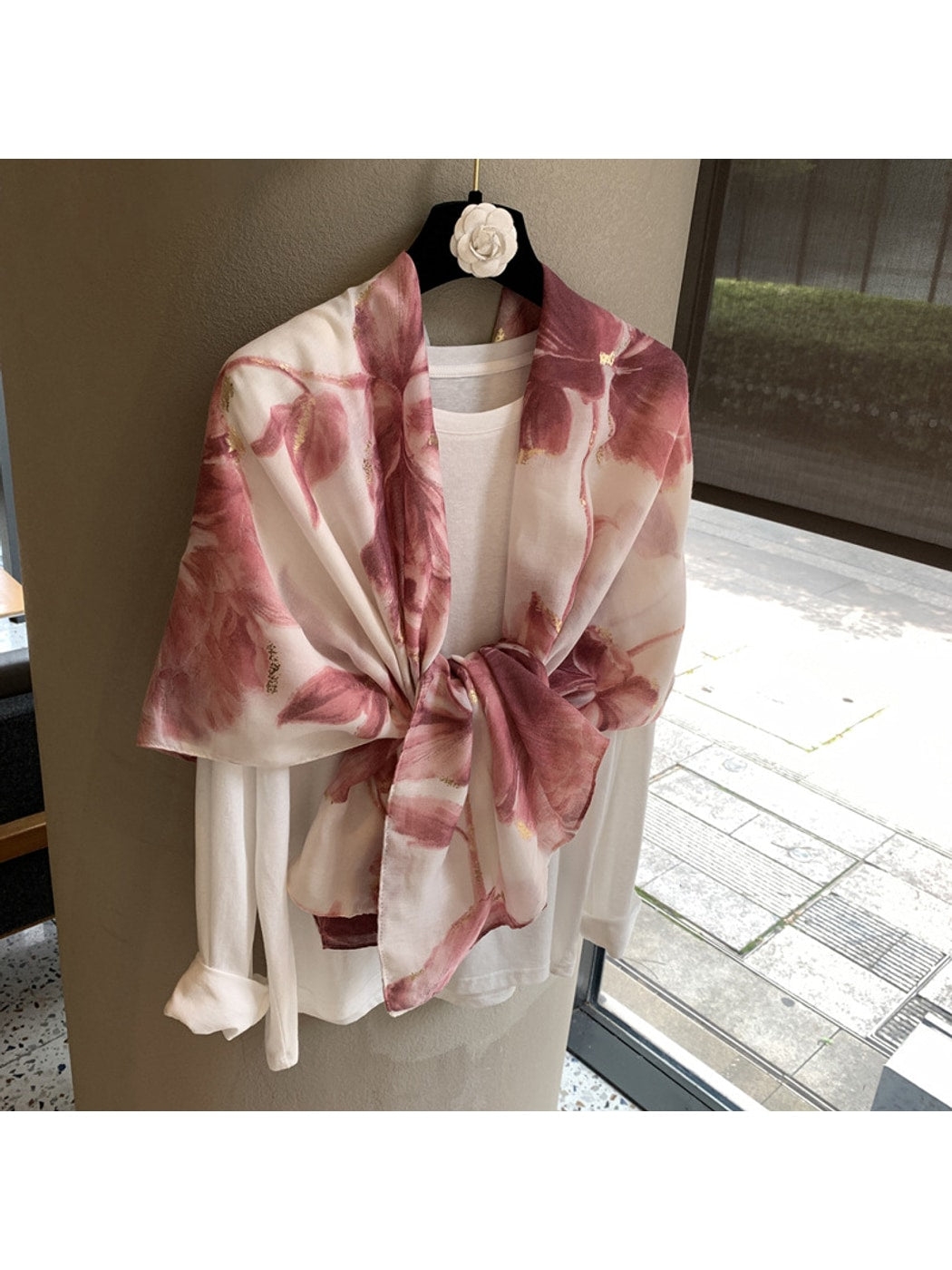 Scarvii - Floral Print Elegant Layering Shawl Scarf