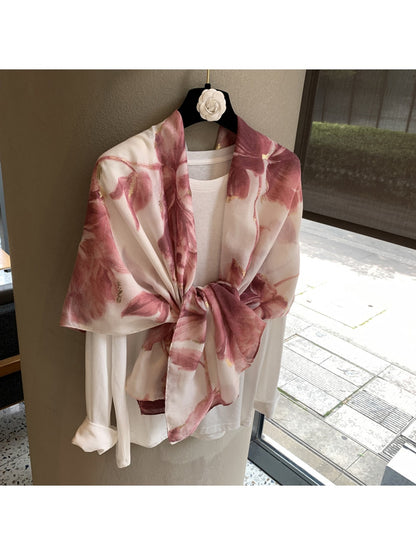 Scarvii - Floral Print Elegant Layering Shawl Scarf