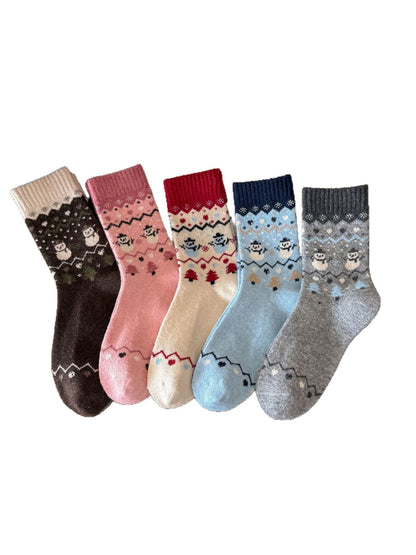 Rufia - Winter Snowman Pattern Crew Socks