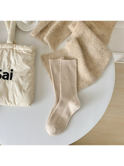 Rufia - Classic Solid Ribbed Crew Socks