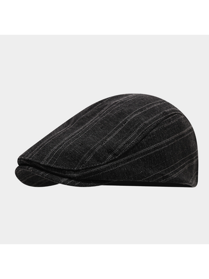 Haila - Textured Pinstripe Newsboy Cap