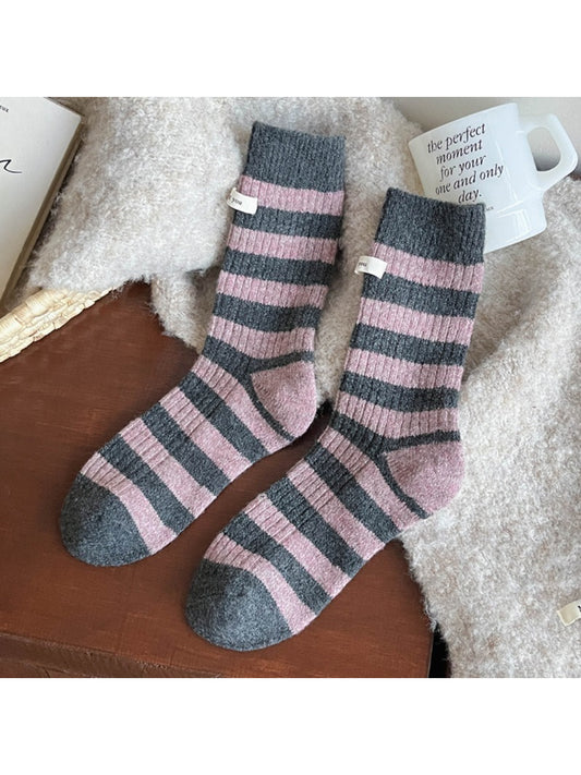 Rufia - Soft Winter Stripe Knit Crew Socks