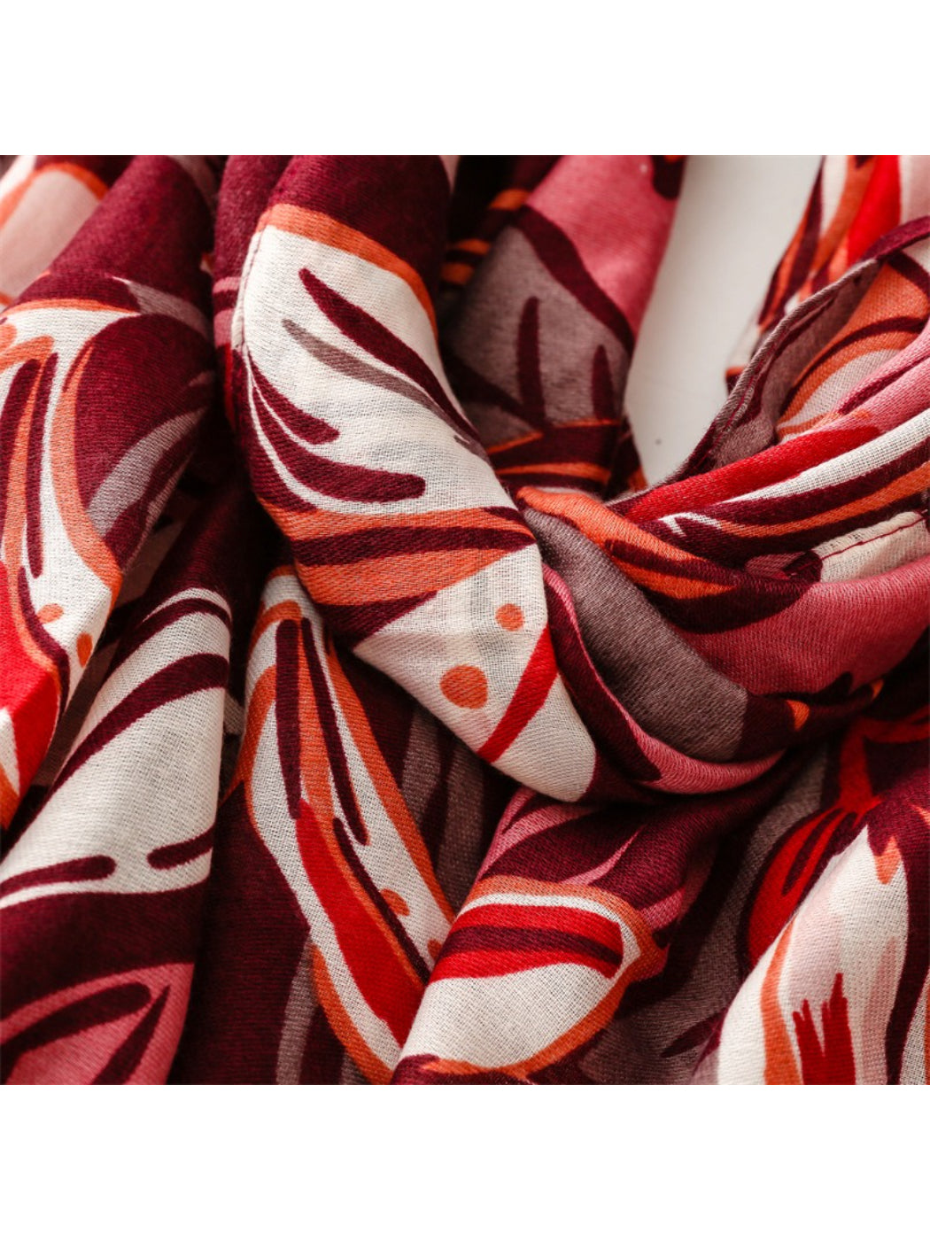 Scarvii - Modern Leaf Motif Printed Scarf