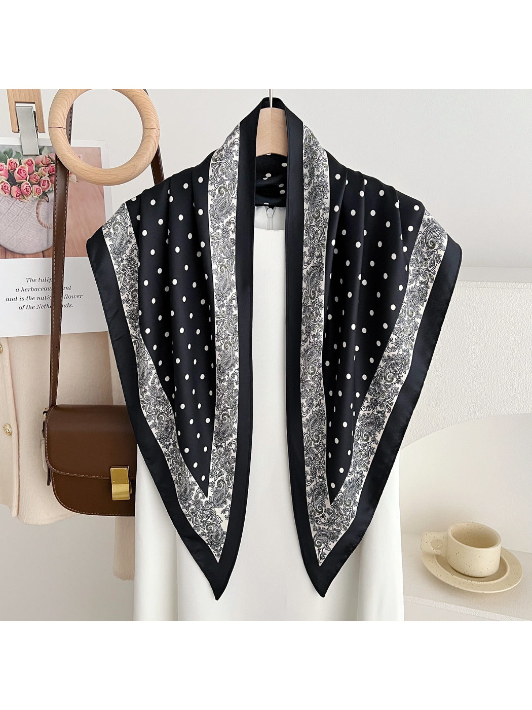 Scarvii Burgundy Polka Dot Triangle Scarf