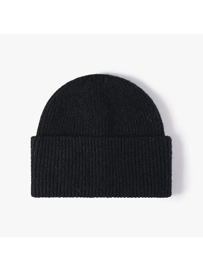 Haila - Fuzzy Ribbed Wide Cuff Knit Beanie