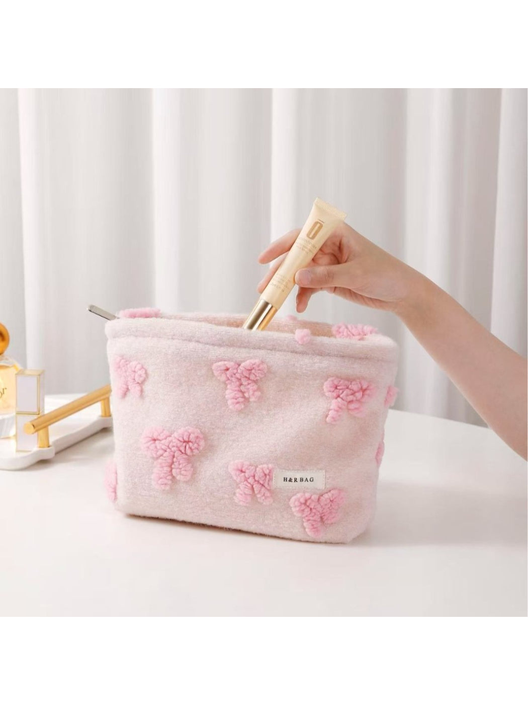 Cosbai - Teddy Bow Cosmetic Bag