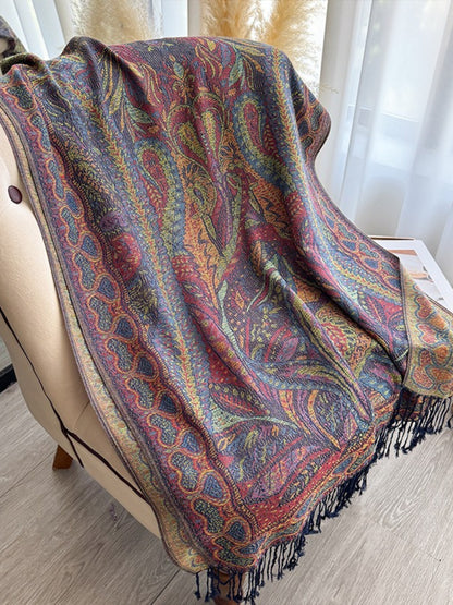 Scarvii - Oversized Paisley Fringe Scarf Wrap