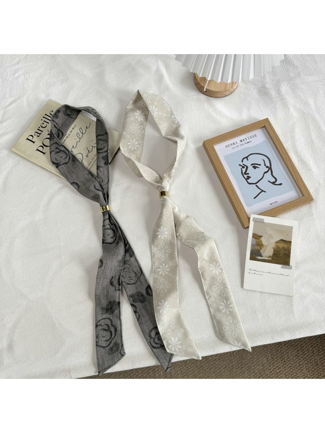 Scarvii - Printed Slim Tie Neck Fashion Necklace
