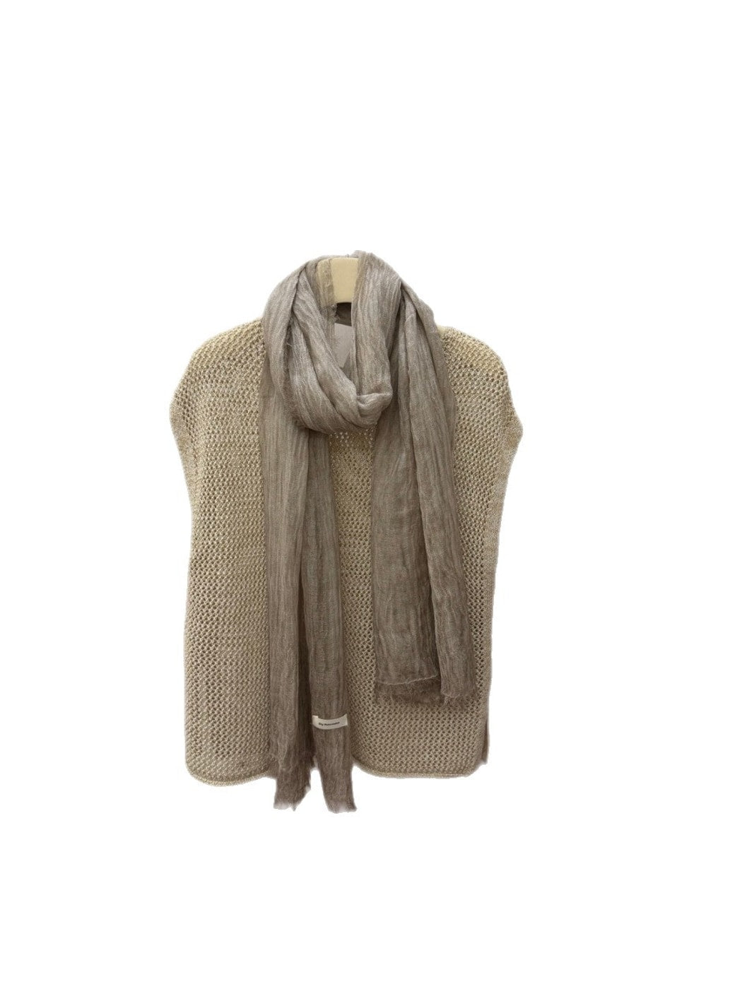 Scarvii - Solid Color Pleated Design Long Scarf