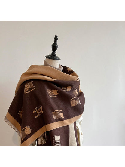 Scarvii – Cute Cat Print Long Scarf & Shawl