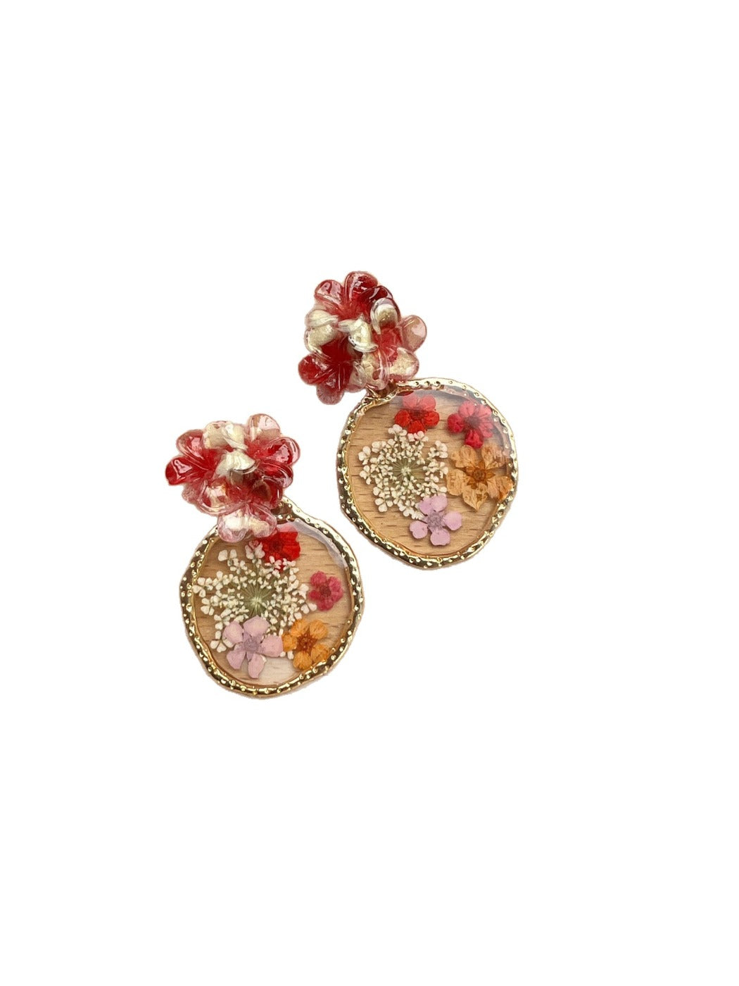 Earwish - Vintage Red Flower Earrings