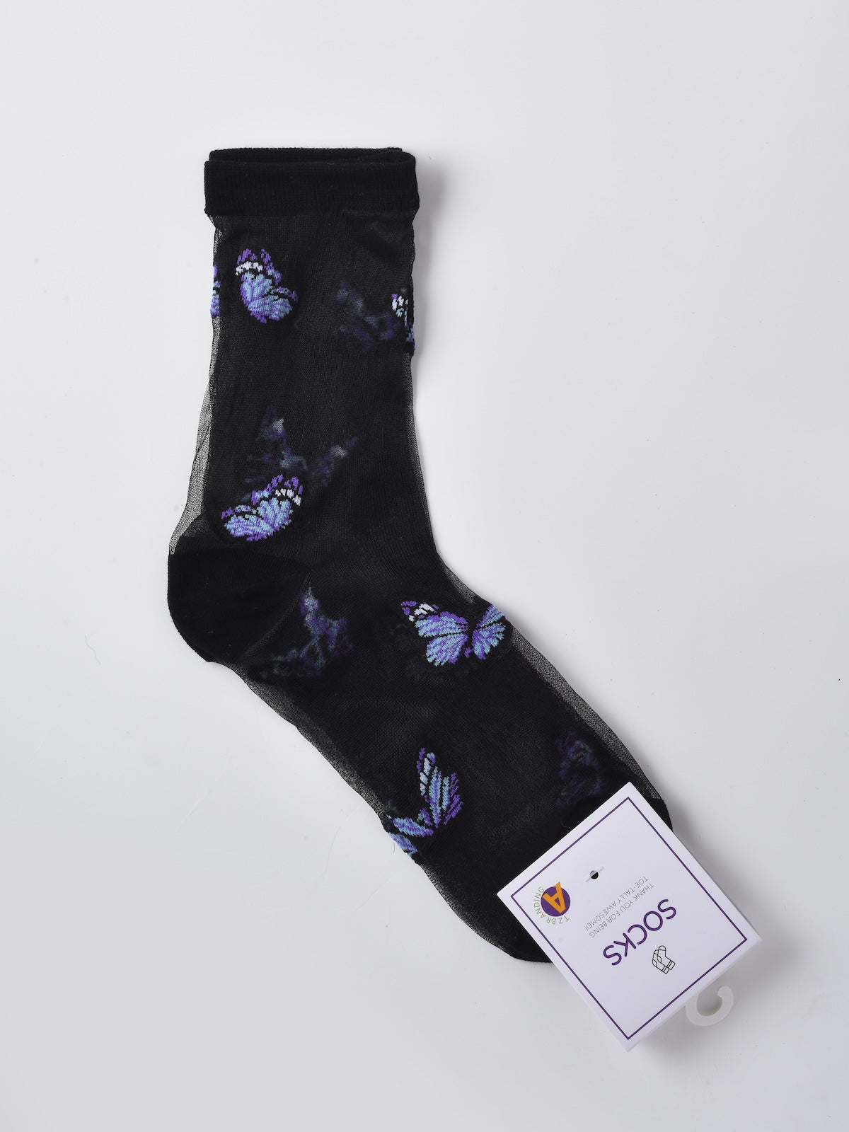 Rufia - Butterfly & Rose Sheer Crew Socks