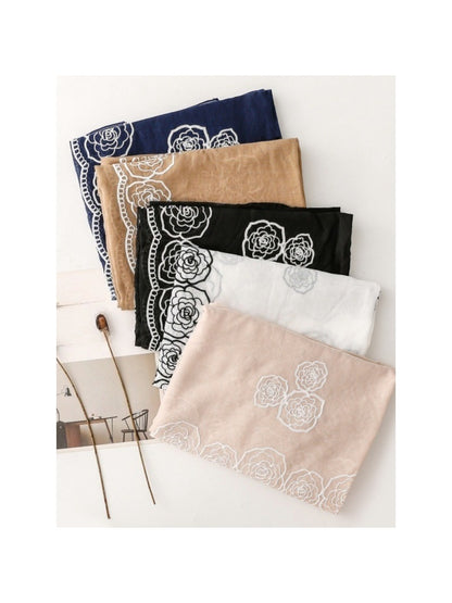 Scarvii - Elegant Scarf & Shawl with Rose Embroidered