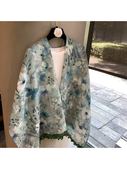 Scarvii - Watercolor Floral Printed Fashion Shawl