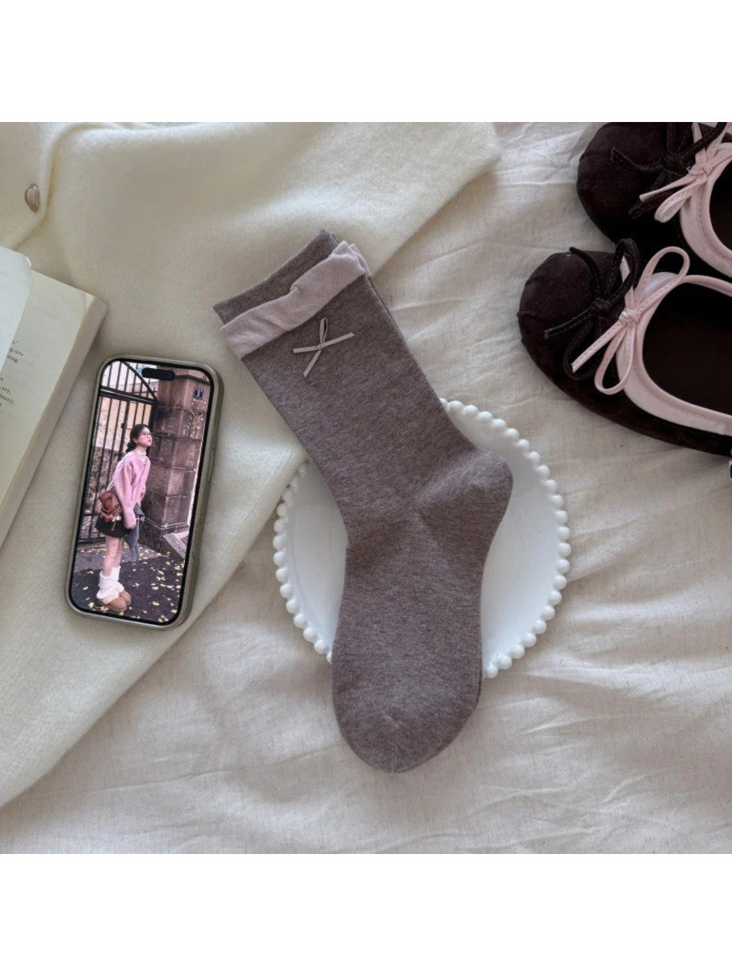 Rufia - Small Bow Detail Crew Socks