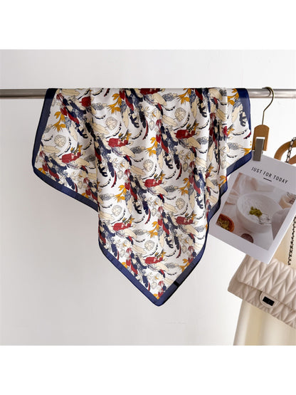 Scarvii - Square Scarf with Feather & Floral Print