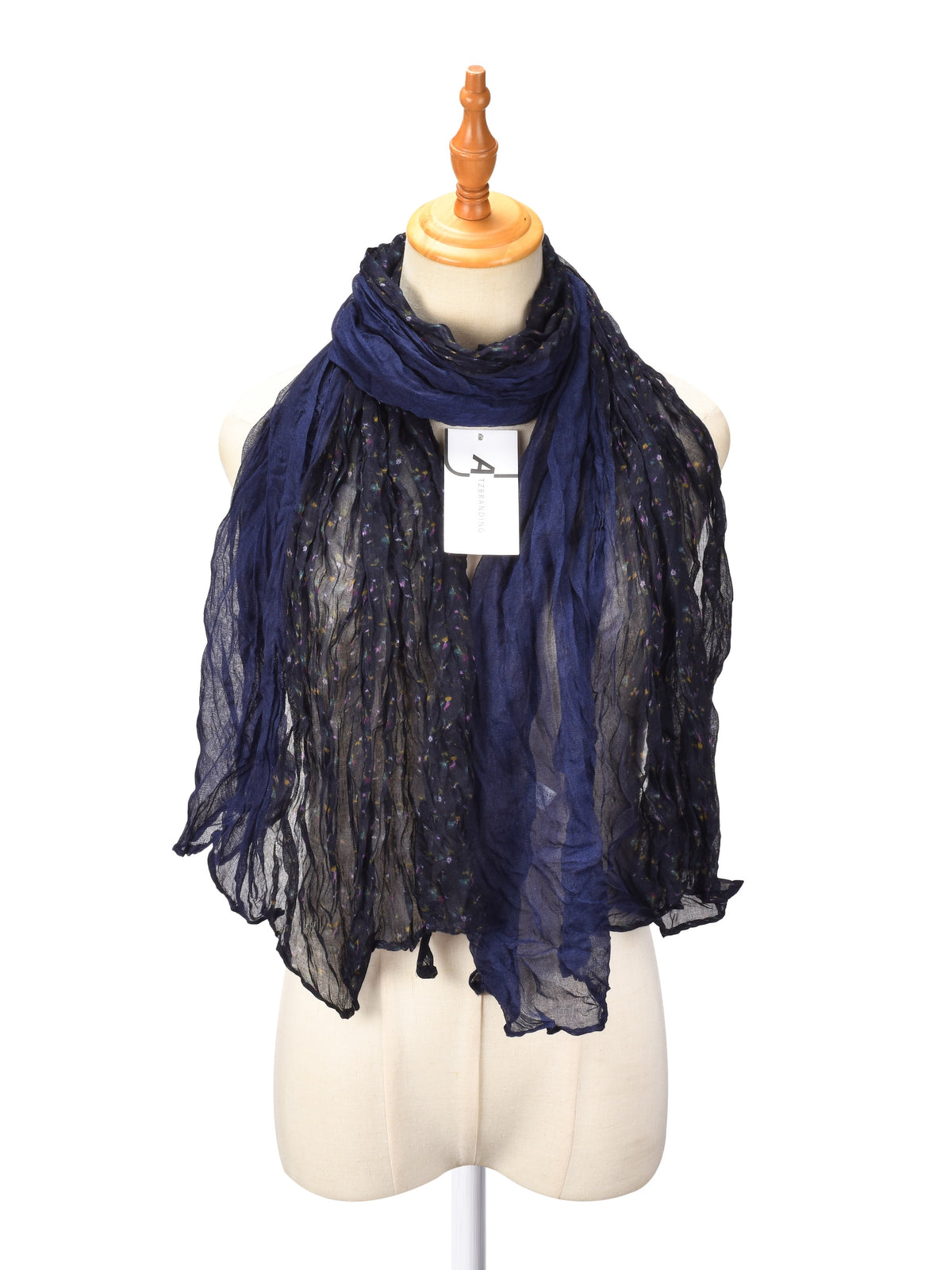 Scarvii - Vintage Floral Pattern Lightweight Ruched Scarf