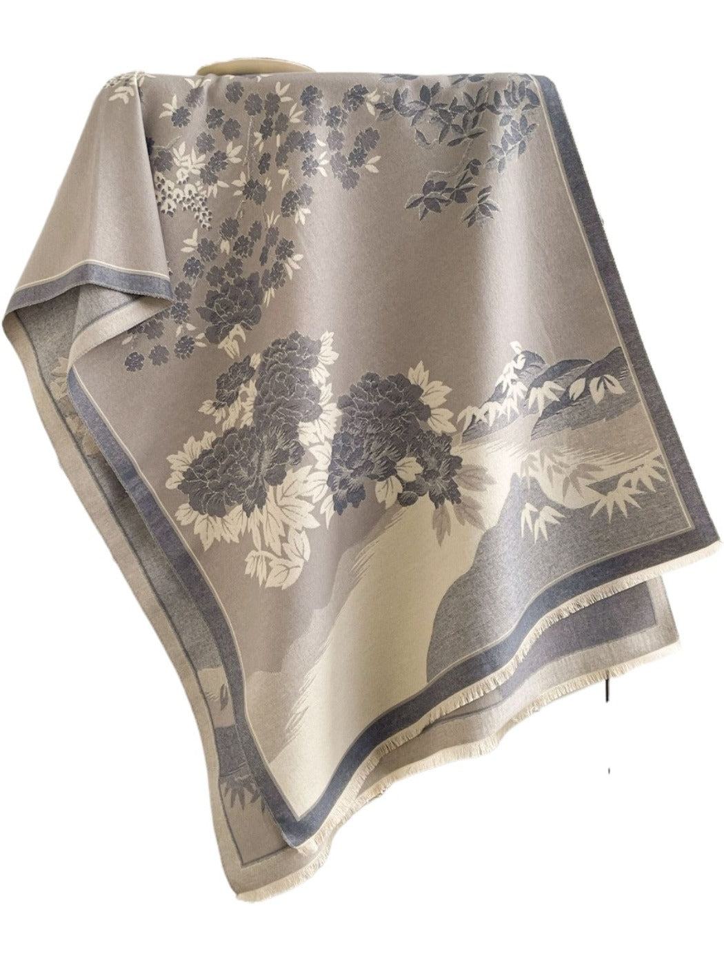 Scarvii - Elegant Bamboo & Floral Print Scarf