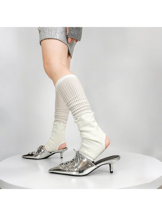 Cozyra - Sheer Ribbed Stirrup Leg Warmers
