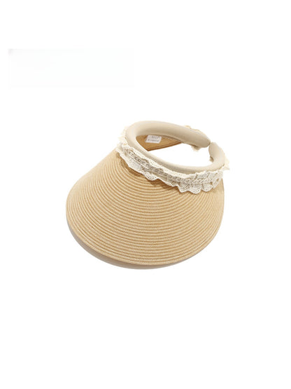 Haila - Elegant Lace Trim Wide Brim Visor Cap
