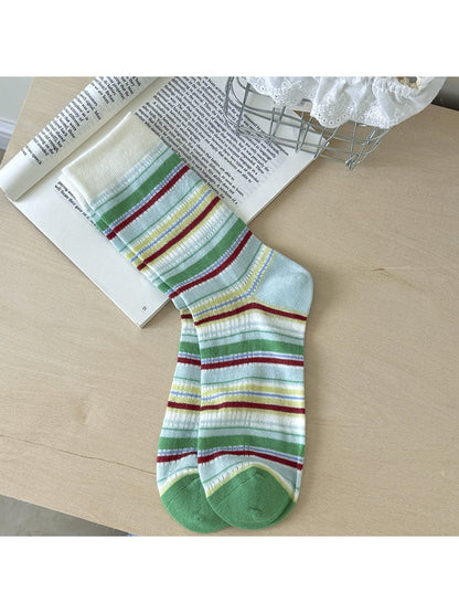Rufia - Retro Mixed Pattern Casual Crew Socks