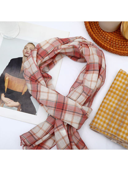 Scarvii - Retro Plaid Geometric Long Rectangle Scarf