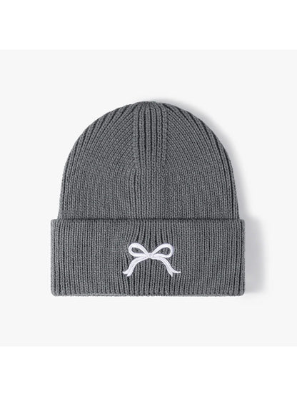 Haila - Bow Embroidered Cuffed Knit Beanie