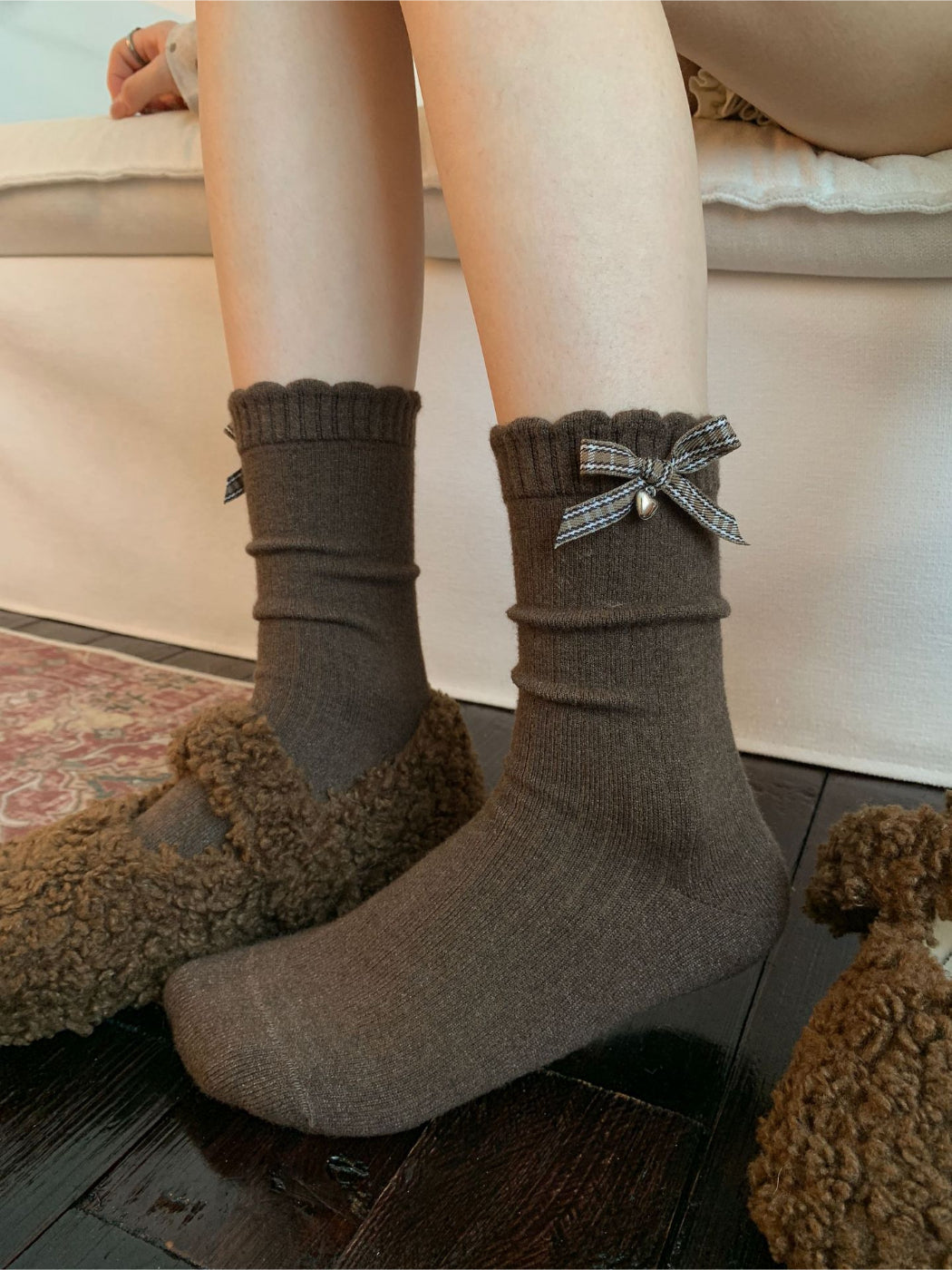Rufia - Bow Detail Mixed Pattern Crew Socks
